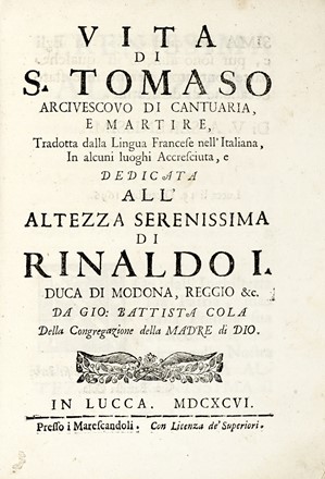 Lotto di opere stampate dai Marescandoli di Lucca.  - Asta Libri, Autografi e Manoscritti - Libreria Antiquaria Gonnelli - Casa d'Aste - Gonnelli Casa d'Aste