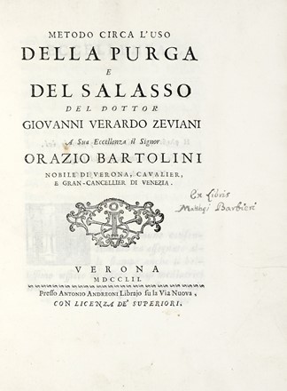  Amato Cinzio (d') : Prattica nuova, et utilissima di tutto quello, ch'al diligente barbiero s'appartiene: cioe di cavar sangue, medicar ferite; & balsamar corpi humani. Con altri mirabili secreti, e figure. Medicina, Figurato, Odontoiatria, Collezionismo e Bibliografia, Medicina  Giovanni Verardo Zeviani  - Auction Books, autographs and manuscripts - Libreria Antiquaria Gonnelli - Casa d'Aste - Gonnelli Casa d'Aste