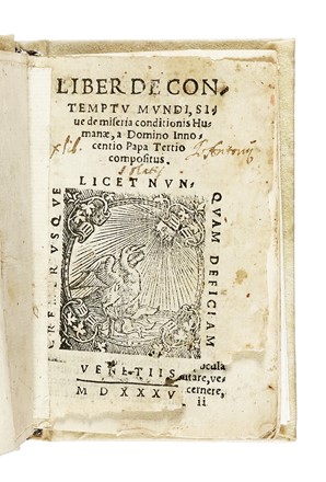  Innocentius III [papa] : Liber de contemptu mundi, siue De miseria conditionis humanae, a domino Innocentio papa tertio compositus.  - Asta Libri, autografi e manoscritti - Libreria Antiquaria Gonnelli - Casa d'Aste - Gonnelli Casa d'Aste