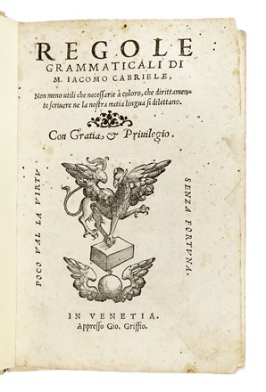  Gabriele Giacomo : Regole grammaticali...  - Asta Libri, autografi e manoscritti - Libreria Antiquaria Gonnelli - Casa d'Aste - Gonnelli Casa d'Aste