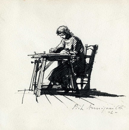  Pietro Annigoni  (Milano, 1910 - Firenze, 1988) : Lotto composto di 2 disegni.  - Asta Arte Antica, Moderna e Contemporanea - Libreria Antiquaria Gonnelli - Casa d'Aste - Gonnelli Casa d'Aste