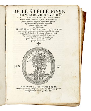  Piccolomini Alessandro : De la sfera del mondo. Libri quattro in lingua toscana [...] De le stelle fisse. Libro uno con le sue figure, e con le sue tavole... Scienze tecniche e matematiche, Astronomia  - Auction Books, Autographs and Manuscripts - Libreria Antiquaria Gonnelli - Casa d'Aste - Gonnelli Casa d'Aste