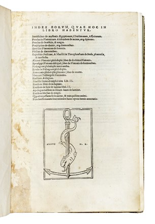  Iamblichus : Index eorum, quae hoc in libro habentur [...] de mysteriis Aegyptiorum, Chaldaeorum, Assyriorum. Aldina, Occultismo, Filosofia, Collezionismo e Bibliografia  Marsilio Ficino  - Auction Books, Autographs and Manuscripts - Libreria Antiquaria Gonnelli - Casa d'Aste - Gonnelli Casa d'Aste