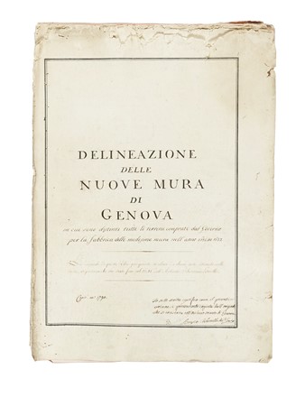 Delineazione / delle / nuove mura / di / Genova / in cui sono definiti tutti li terreni comprati dal Governo per la fabbrica delle medesime mura nell'anno 1631 in 1632. Storia locale, Storia, Diritto e Politica  - Auction Books, Autographs and Manuscripts - Libreria Antiquaria Gonnelli - Casa d'Aste - Gonnelli Casa d'Aste