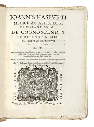  Virdung Johann : De cognoscendis, et medendis morbis ex corporum coelestium positione Libri IIII? Astrologia, Figurato, Medicina  - Auction Books, Autographs and Manuscripts - Libreria Antiquaria Gonnelli - Casa d'Aste - Gonnelli Casa d'Aste