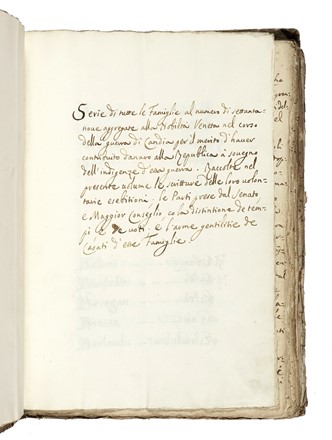 Serie di tutte le famiglie al numero di settanta aggregate alla nobilt� Veneta nel corso della guerra di Candia [...].  - Auction Books, Autographs and Manuscripts - Libreria Antiquaria Gonnelli - Casa d'Aste - Gonnelli Casa d'Aste