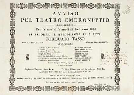 Raccolta di 30 documenti relativi al Teatro La Fenice e ad altri teatri veneziani. Musica, Musica, Teatro, Spettacolo  - Auction Books, Autographs and Manuscripts - Libreria Antiquaria Gonnelli - Casa d'Aste - Gonnelli Casa d'Aste