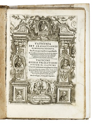  Abba Florensis Joachim : Vaticinia, sive Prophetiae Abbatis Joachimi & Anselmi Episcopi Marsicani... Profezie  - Auction Books, Autographs and Manuscripts - Libreria Antiquaria Gonnelli - Casa d'Aste - Gonnelli Casa d'Aste