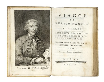  Seriman Zaccaria : Viaggi di Enrico Wanton alle terre incognite australi, ed ai regni delle scimie, e de' cinocefali nuovamente tradotti da un manoscritto inglese. Tomo I [-IV]. Geografia e viaggi, Figurato  - Auction Books, Autographs and Manuscripts - Libreria Antiquaria Gonnelli - Casa d'Aste - Gonnelli Casa d'Aste