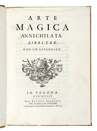  Maffei Scipione : Arte magica annichilata. Libri tre. Con un'appendice. Occultismo, Scienze naturali  - Auction Books, Autographs and Manuscripts - Libreria Antiquaria Gonnelli - Casa d'Aste - Gonnelli Casa d'Aste