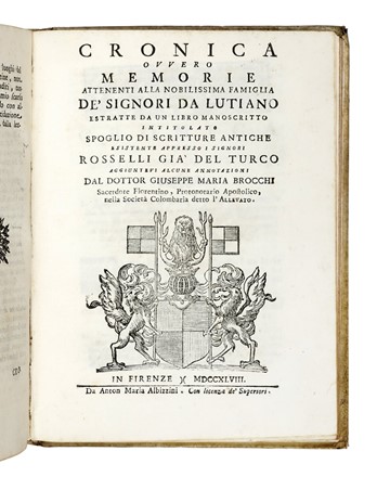  Brocchi Giuseppe Maria : Descrizione della provincia del Mugello con la carta geografica del medesimo... Geografia e viaggi, Storia locale, Storia, Diritto e Politica  - Auction Books, Autographs and Manuscripts - Libreria Antiquaria Gonnelli - Casa d'Aste - Gonnelli Casa d'Aste
