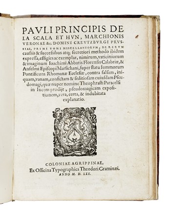  Skali? Pavao : Primi tomi miscellaneorum, de rerum caussis [sic] & successibus atque secretiori methodo ibidem expressa... Filosofia, Storia, Scienze naturali, Storia, Diritto e Politica  - Auction Books, Autographs and Manuscripts - Libreria Antiquaria Gonnelli - Casa d'Aste - Gonnelli Casa d'Aste