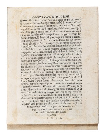  Galilei Galileo : Sidereus nuncius magna, longeque admiralia spectacula pandens...  - Asta Libri, autografi e manoscritti - Libreria Antiquaria Gonnelli - Casa d'Aste - Gonnelli Casa d'Aste