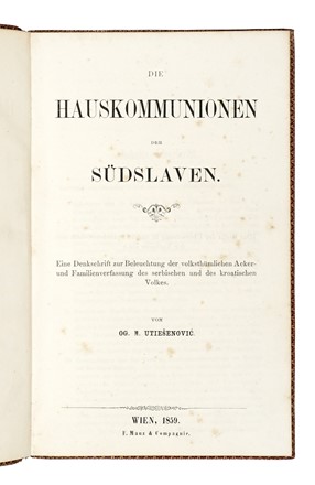  Uti&egrave;enovi? Og. M. : Die Hauskommunionen der S�dslawen...  - Asta Libri, autografi e manoscritti - Libreria Antiquaria Gonnelli - Casa d'Aste - Gonnelli Casa d'Aste