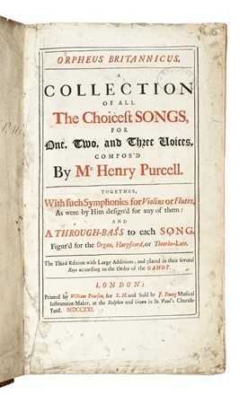  Purcell Henry : Orpheus Britannicus. A Collection of All The Choicest Songs... Musica, Religione, Musica, Teatro, Spettacolo  - Auction Books, Autographs and Manuscripts - Libreria Antiquaria Gonnelli - Casa d'Aste - Gonnelli Casa d'Aste