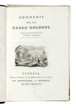  Goldoni Carlo : Opere teatrali [...] con rami allusivi. Tomo Primo (-quadragesimoquarto). Memorie. Tomo primo (-terzo). Teatro, Letteratura italiana, Musica, Teatro, Spettacolo, Letteratura  Pietro Antonio Novelli  (Venezia, 1729 - 1804), Giuliano Zuliani  - Auction Books, Autographs and Manuscripts - Libreria Antiquaria Gonnelli - Casa d'Aste - Gonnelli Casa d'Aste