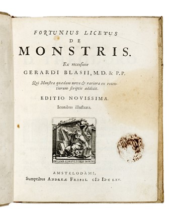  Liceti Fortunio : De monstris [...] Editio novissima iconibus illustrata. Medicina  - Auction Books, Autographs and Manuscripts - Libreria Antiquaria Gonnelli - Casa d'Aste - Gonnelli Casa d'Aste