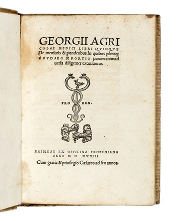  Agricola Georg : Libri quinque De mensuris & ponderibus...  - Auction Books, Autographs and Manuscripts - Libreria Antiquaria Gonnelli - Casa d'Aste - Gonnelli Casa d'Aste
