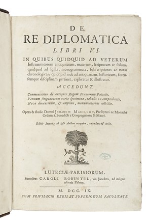  Mabillon Jean : De re diplomatica libri VI... Storia, Calligrafia, Storia, Diritto e Politica, Arte  - Auction Books, Autographs and Manuscripts - Libreria Antiquaria Gonnelli - Casa d'Aste - Gonnelli Casa d'Aste