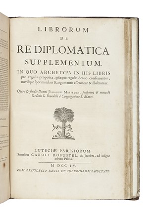 Mabillon Jean : De re diplomatica libri VI... Storia, Calligrafia, Storia, Diritto e Politica, Arte  - Auction Books, Autographs and Manuscripts - Libreria Antiquaria Gonnelli - Casa d'Aste - Gonnelli Casa d'Aste