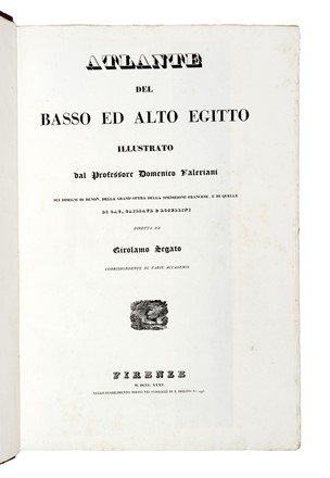  Segato Girolamo, Valeriani Domenico : Atlante del Basso e Alto Egitto [...] illustrato sui disegni di Denon... Egittologia, Figurato, Atlanti, Storia, Diritto e Politica, Collezionismo e Bibliografia, Geografia e viaggi  Dominique Vivant Denon  (Givry, 1747 - Parigi, 1825)  - Auction Books, Autographs and Manuscripts - Libreria Antiquaria Gonnelli - Casa d'Aste - Gonnelli Casa d'Aste