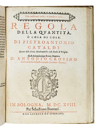  Cataldi Pietro Antonio : Trattato della quadratura del cerchio dove si esamina un nuovo modo di quadrarlo per numeri... Geometria, Scienze tecniche e matematiche, Scienze tecniche e matematiche  - Auction Books, Autographs and Manuscripts - Libreria Antiquaria Gonnelli - Casa d'Aste - Gonnelli Casa d'Aste