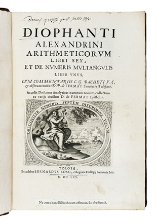  Diophantus Alexandrinus : Arithmeticorum libri sex et De numeris multangulis liber unus...  Pierre (de) Fermat  - Asta Libri, autografi e manoscritti - Libreria Antiquaria Gonnelli - Casa d'Aste - Gonnelli Casa d'Aste