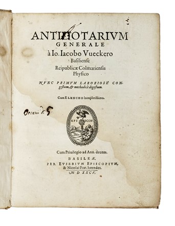  Wecker Johann Jacob : Antidotarium generale...  - Auction Libri, Autografi e Manoscritti - Libreria Antiquaria Gonnelli - Casa d'Aste - Gonnelli Casa d'Aste