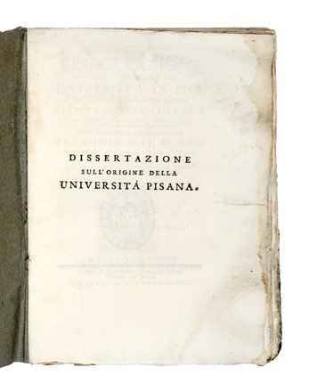  Dal Borgo Flaminio : Dissertazione epistolare sull'origine della Universit� Pisana... Storia locale  - Auction Books, Autographs and Manuscripts - Libreria Antiquaria Gonnelli - Casa d'Aste - Gonnelli Casa d'Aste