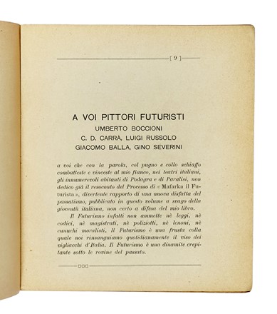  Marinetti Filippo Tommaso : Distruzione. Poema futurista. Futurismo, Arte  - Auction Books, Autographs and Manuscripts - Libreria Antiquaria Gonnelli - Casa d'Aste - Gonnelli Casa d'Aste