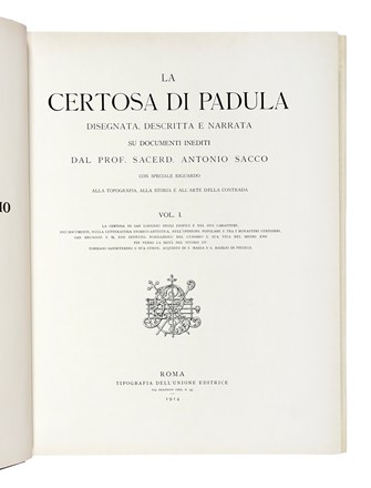  Sacco Antonio : La Certosa di Padula disegnata, descritta e narrata sui documenti inediti con speciale riguardo alla topografia, alla storia e all'arte della contrada. Vol. I (-IV). Facsimili, Storia, Storia locale, Arte  - Auction Books, Autographs and Manuscripts - Libreria Antiquaria Gonnelli - Casa d'Aste - Gonnelli Casa d'Aste