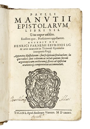  Manuzio Paolo : Epistolarum, Libri XII...  - Asta Libri, Autografi e Manoscritti - Libreria Antiquaria Gonnelli - Casa d'Aste - Gonnelli Casa d'Aste