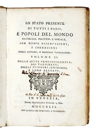  Salmon Thomas : Lo stato presente di tutti i paesi e popoli del mondo [...] Volume XI... Geografia e viaggi, Costume e moda, Arte  - Auction Libri, Autografi e Manoscritti - Libreria Antiquaria Gonnelli - Casa d'Aste - Gonnelli Casa d'Aste