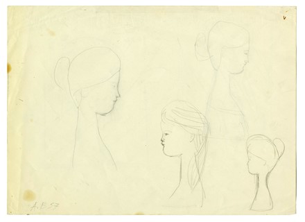  Antonio Bueno  (Berlino, 1918 - Fiesole, 1984) [attribuito a] : Schizzi di figura femminile recto/verso.  - Asta Arte Antica, Moderna e Contemporanea [parte II] - Libreria Antiquaria Gonnelli - Casa d'Aste - Gonnelli Casa d'Aste