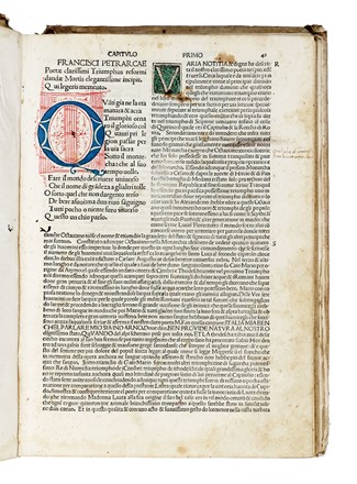  Petrarca Francesco : [Trionfi e Canzoniere]. (Ad illustrissimmum Mutinae ducem diuum Borsium Estensem Bernardi Ilicini medicinae...). Letteratura italiana, Letteratura  Bernardo Lapini, Francesco Filelfo  - Auction Books, Autographs and Manuscripts - Libreria Antiquaria Gonnelli - Casa d'Aste - Gonnelli Casa d'Aste
