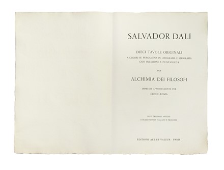  Dal� Salvador : Alchimia dei Filosofi [Alchimie des philosophes].  - Asta Libri, autografi e manoscritti - Libreria Antiquaria Gonnelli - Casa d'Aste - Gonnelli Casa d'Aste