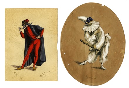 Lotto composto di 2 disegni e 1 dipinto con costumi popolari.  Giovanni Polli, Vincenzo Labella  (Roma, 1925 - Los Angeles, 2018)  - Auction Arte Antica, Moderna e Contemporanea [parte II] - Libreria Antiquaria Gonnelli - Casa d'Aste - Gonnelli Casa d'Aste