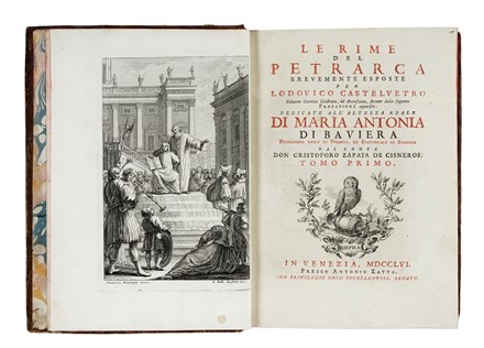  Petrarca Francesco : Le rime del Petrarca brevemente esposte per Lodovico Castelvetro [...] Tomo primo [-secondo]. Letteratura italiana, Letteratura  - Auction Books, Autographs and Manuscripts - Libreria Antiquaria Gonnelli - Casa d'Aste - Gonnelli Casa d'Aste
