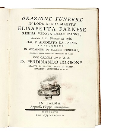 Relazione de' funerali solenni [...] al fu suo amatissimo egregio consorte il ser.mo signor principe Leopoldo langravio d'Hassia Darmstadt... Storia locale, Storia, Diritto e Politica  - Auction Books, Autographs and Manuscripts - Libreria Antiquaria Gonnelli - Casa d'Aste - Gonnelli Casa d'Aste