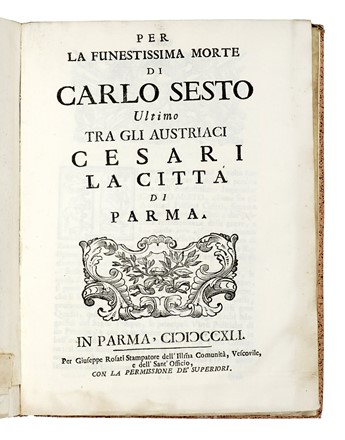 Relazione de' funerali solenni [...] al fu suo amatissimo egregio consorte il ser.mo signor principe Leopoldo langravio d'Hassia Darmstadt... Storia locale, Storia, Diritto e Politica  - Auction Books, Autographs and Manuscripts - Libreria Antiquaria Gonnelli - Casa d'Aste - Gonnelli Casa d'Aste