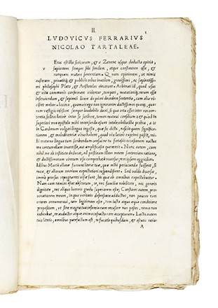  Ferrari Ludovico, Tartaglia Niccol�, Giordani Enrico : Ludovicus Ferraris Nicolao Tartaleae. Scienze tecniche e matematiche  - Auction Books, Autographs and Manuscripts - Libreria Antiquaria Gonnelli - Casa d'Aste - Gonnelli Casa d'Aste