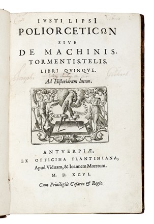  Lipsius Justus : Poliorceticon, sive de machinis tormentis telis. Libri Quinque. Militaria, Architettura Militare, Figurato, Storia, Diritto e Politica, Architettura, Collezionismo e Bibliografia  - Auction Books, Autographs and Manuscripts - Libreria Antiquaria Gonnelli - Casa d'Aste - Gonnelli Casa d'Aste