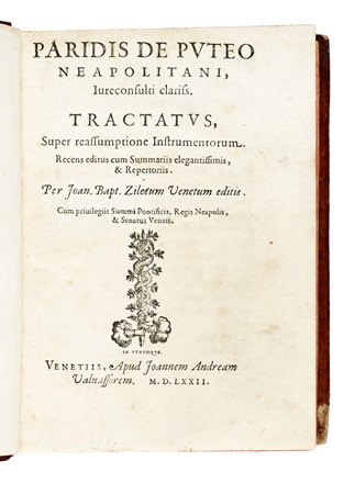  Dal Pozzo Paride : Tractatus super reassumptione instrumentorum... Diritto, Filosofia, Storia, Diritto e Politica  Pace Scala, Pietro Follerio  - Auction Books, Autographs and Manuscripts - Libreria Antiquaria Gonnelli - Casa d'Aste - Gonnelli Casa d'Aste