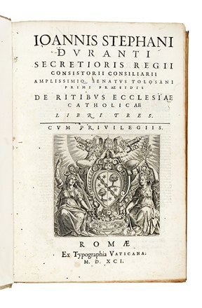  Duranti Jean Etienne : De ritibus Ecclesiae catholicae libri tres. Religione  - Auction Books, Autographs and Manuscripts - Libreria Antiquaria Gonnelli - Casa d'Aste - Gonnelli Casa d'Aste
