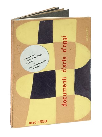  Munari Bruno [e altri] : Documenti d'arte d'oggi. Mac. 1958.  Pietro Manzoni, Enrico Baj  (Milano, 1924 - Vergiate, 2003), Giuseppe Capogrossi  (Roma, 1900 - 1972), Giovanni Monnet  - Asta Libri, autografi e manoscritti - Libreria Antiquaria Gonnelli - Casa d'Aste - Gonnelli Casa d'Aste