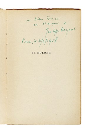  Ungaretti Giuseppe : Il dolore.  - Asta Libri, autografi e manoscritti - Libreria Antiquaria Gonnelli - Casa d'Aste - Gonnelli Casa d'Aste
