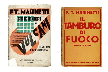  Marinetti Filippo Tommaso : Prigionieri e vulcani. Teatro futurista. Futurismo, Arte  Enrico Prampolini  (Modena, 1894 - Roma, 1956), Franco Casavola  - Auction Books, Autographs and Manuscripts - Libreria Antiquaria Gonnelli - Casa d'Aste - Gonnelli Casa d'Aste
