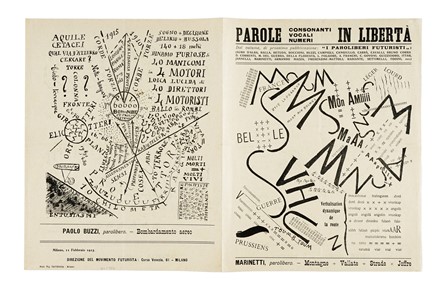  Marinetti Filippo Tommaso : Parole consonanti vocali numeri in libert�.  Paolo Buzzi  (1874 - 1956), Corrado Govoni, Francesco Cangiullo  (Napoli, 1884 - Livorno, 1977)  - Asta Libri, autografi e manoscritti - Libreria Antiquaria Gonnelli - Casa d'Aste - Gonnelli Casa d'Aste