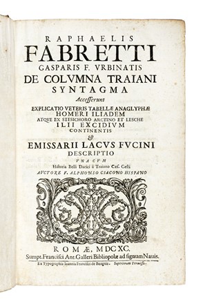  Fabretti Raffaele : De columna Traiani syntagma... Architettura  - Auction Books, Autographs and Manuscripts - Libreria Antiquaria Gonnelli - Casa d'Aste - Gonnelli Casa d'Aste