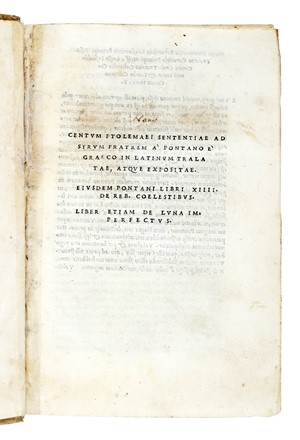  Pontano Giovanni Gioviano : Centum Ptolomaei sententiae... Scienze tecniche e matematiche, Astronomia, Aldina, Scienze tecniche e matematiche, Collezionismo e Bibliografia  - Auction Books, Autographs and Manuscripts - Libreria Antiquaria Gonnelli - Casa d'Aste - Gonnelli Casa d'Aste